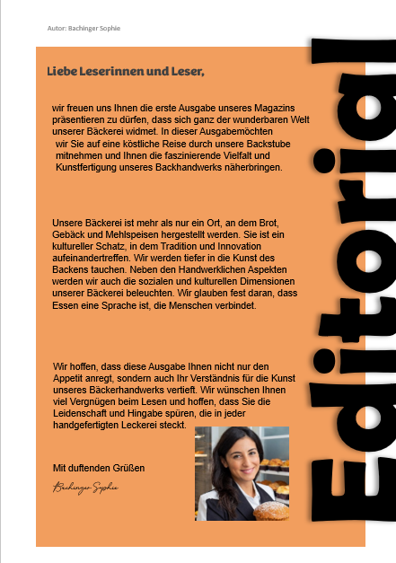 Editorial des Magazins